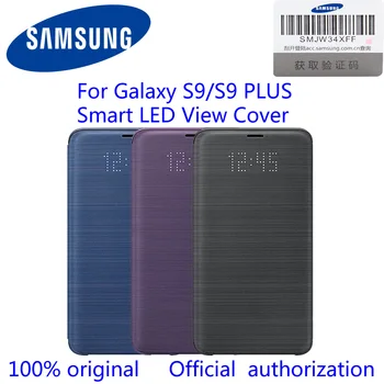 Samsung Galaxy S9 S9 + S9 Plus G960 G965 LED Smart VIEW Padengti Piniginės Flip Case Originalus Samsung S9 LED Smart Odinis dėklas