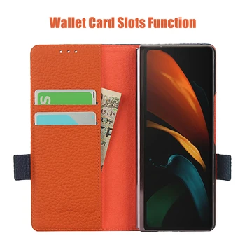 Samsung Z 2 Kartus natūralios Odos Flip case For Samsung Galaxy Z Fold2 5G Verslo Sulankstomas Padengti piniginės kortelės lizdas Flip Case