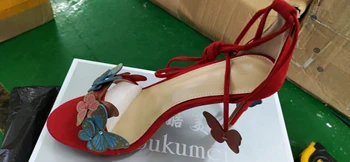 Sandalai Moterims Drugelis puošyba aukšti kulniukai Šalis suknelė bateliai Moters čiurnos dirželis zapatos de mujer gladiatorių sandalias