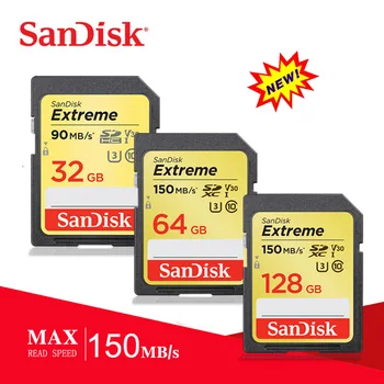 SanDisk Atminties Kortelė Extreme SDHC / SDXC SD Kortelę 4K UHD 64GB 128GB C10 U3 V30 150MB / s UHS-I Flash Kortelės Nemokamas Pristatymas