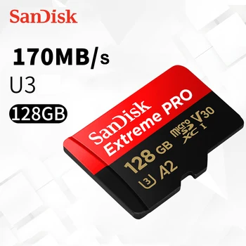 SanDisk Extreme PRO Atminties kortelė 170MB/s 256 GB 128 GB 64 GB UHS-I U3 V30 A2 4K UHD MicroSDXC Kortelę 