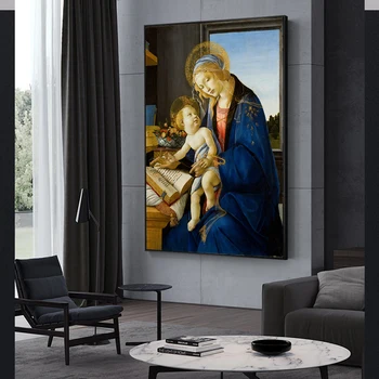 Sandro Botticelli-Mergelės ir Vaiko Drobė Paveikslų Ant Sienos Madona Knygos Žinomų Paveikslų Reprodukcijos Dekoras
