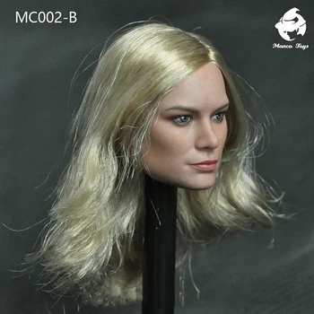 Sandėlyje 1/6 Masto Kolekcines MC002 Brie Larson Moterų Galvos Skulptūra su ilgais Plaukais, 12