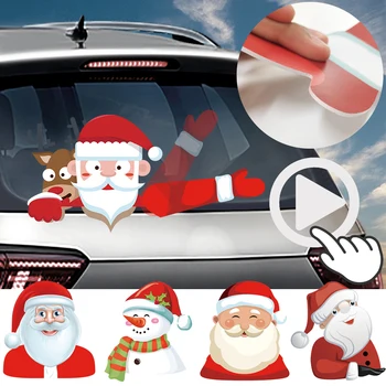 Santa Claus Automobilio Galinio Stiklo Valytuvas Lipdukas Kalėdų Automobilių Stilius Juokinga, Garbanojimo Ranką Galinio Stiklų Lipdukai, Auto Apdailos Lipdukai
