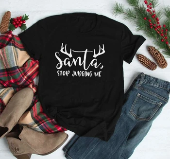 Santa Sustabdyti Sprendžiant Man juokinga Linksmų Kalėdų Marškinėliai elnias grafinis moterų mados atostogų šalis tumblr t-shirt goth tee top - K173
