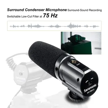 Saramonic SR-PMIC3 Erdvinio garso Įrašymas Integruotas Mikrofonas su Shockmount, Low-Cut Filter & Baterija-Free Lengvas