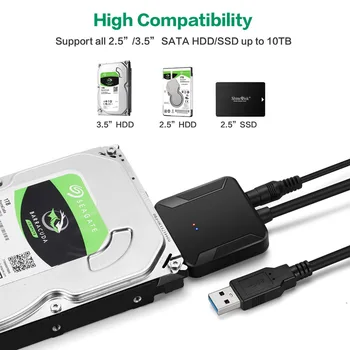 SATA Į USB 3.0 2.5/3.5 Colių HDD SSD Kietųjų Diskų Keitiklio Kabelį Linijos Adapteris greitis iki 5Gbps