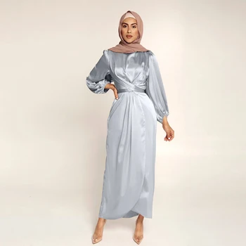 Satino Tvarstis Abaja Dubajus Turkija Hijab Musulmonų Suknelė Ilgomis Rankovėmis Indijoje Islamą, Drabužių Afrikos Varčias Slim Suknelė Moterims Vestidos