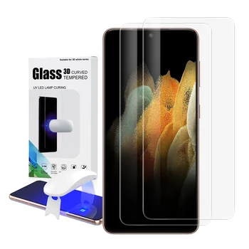 Screen Protector su pirštų Atspaudų Atrakinti Samsung Galaxy S21 S21+ S21Ultra 5GUV Stiklo Plėvelė, Pilnas draudimas 3DCurved Grūdintas Stiklas