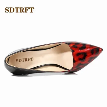 SDTRFT moterų batai Crossdresser Pažymėjo Tne Siurbliai, Leopardas spausdinimui Modelis gradientas juoda 11cm seksualus aukšto kulno Stiletto Eur:35-46 47