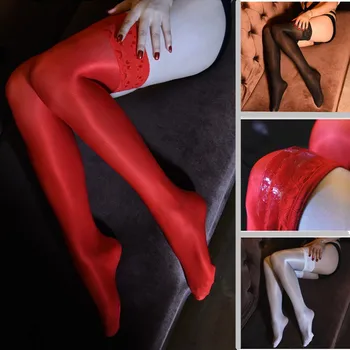 Seksualios kojinės blizgančių nėrinių viršų neslidžiais silikono fetišas kojos apsiaustas karšto erotika keliaraiščiai atidaryti kojinių moterims, moteriška lytis kojinės