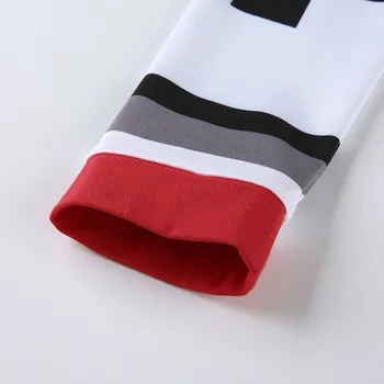 Seksualus, Sportiškas, Baltas Ir Raudonas Languotas marškinėliai Moterims Užtrauktukas PachtchworkLong rankovės Laišką Golfo Streetwear Long Sleeve T-shirt