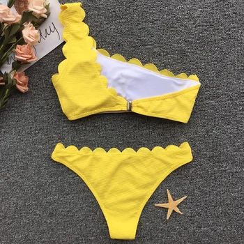Seksualus Troškinti Briaunoti Vieną Petį Bikini 2021 moterų maudymosi kostiumėlį moterų maudymosi kostiumėliai, Dviejų dalių, bikini nustatyti Bather Maudymosi Kostiumą Plaukti