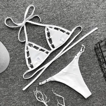 Seksualus Žiedas String Bikini 2020 M. Žemo Juosmens Maudymosi Kostiumėlis Moterims Maudymosi Kostiumėliai, Bikini Nustatyti Tuščiaviduriai Iš Maudymosi Kostiumėlį Moterų Paplūdimio Plaukimo Kostiumas