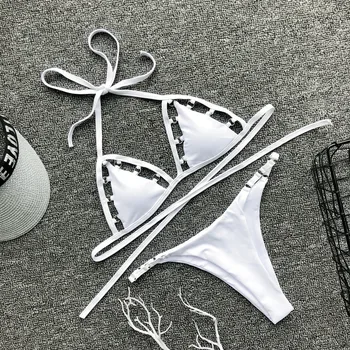 Seksualus Žiedas String Bikini 2020 M. Žemo Juosmens Maudymosi Kostiumėlis Moterims Maudymosi Kostiumėliai, Bikini Nustatyti Tuščiaviduriai Iš Maudymosi Kostiumėlį Moterų Paplūdimio Plaukimo Kostiumas