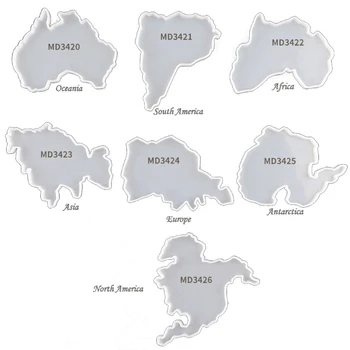 Septyni Kontinentai Žemėlapis Miestelyje Dervos Formų Vaisių Taurės Silikoninis Dėklas Žemėlapio Formos Amatų
