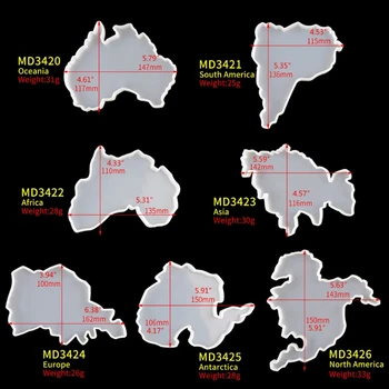 Septyni Kontinentai Žemėlapis Miestelyje Dervos Formų Vaisių Taurės Silikoninis Dėklas Žemėlapio Formos Amatų