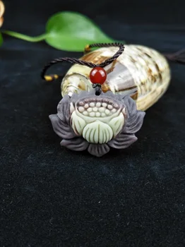 Sertifikatas Kinijos Gamtos Violetinė Robed Jade Lotus Pakabukas Karoliai Ranka Raižyti Papuošalai Moteriai Pasisekė Dovanos Amuletas