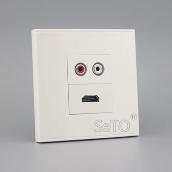 SeTo 86 Tipo Vienas Raudonas ir Baltas Audio Jungtis + Vieną HDMI Skydelis Sienų Plokštės Lizdas Keystone Faceplate