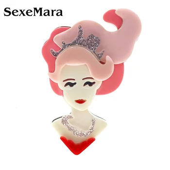 SexeMara Crown Princess Akrilo Mergina Sagės Smeigtukai Moterų, Mergaičių Pasakos Sagė Mergina Pokylių Dress Kostiumai Šalikas Unikalaus Dizaino Dovana