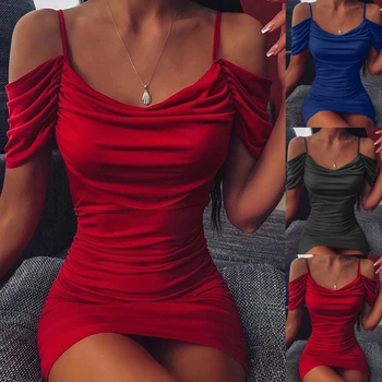Sexy Moteris Off Peties Ruched Bodycon Suknelė Moterims Trumpomis Rankovėmis Raudona Mini Suknelė Moterų 2020 M. Vasarą Naktinis Klubas Šalies Vestidos