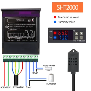 SHT-2000 Temperatūros Reguliatorius Termostatas Drėgmės Kontrolė Termometras su Drėgmėmačiu Valdytojas Thermoregulator 12V/24V/220V 40%