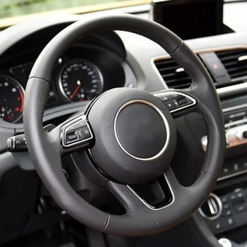 Sidabro ABS chrome vairas apdaila įterpti emblema kadro centro logotipas žiedas dangtelis priedai Audi A3 S3 8V A4 B8 B9 A7 Q3