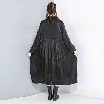 Sidabro Marškinėliai Suknelė Moterų Plius Dydis-ilgomis Rankovėmis Nereguliarus Moterų Drabužiai 2020 M. Pavasarį Naujas Plisuotos Suknelės Mados korėjos SA226S30