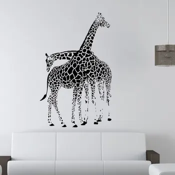 Sienų Lipdukai Gali Būti Pašalintas Namų Puošybai Freskos Kambarys Decal Afrikos Žirafa Partneris Kūrybos Sienos Modelio ROWNOCEAN 3613
