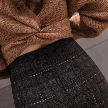 Sijonai Moterims Rudenį Vilnonis Pledas-line Užtrauktukas Prašmatnus korėjos Stiliaus Mini Hip-sijonas Stilingas Preppy Moterų Faldas Naujas Streetwear Ins