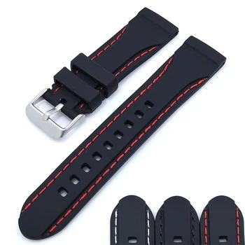 Silikono Watchstrap Gumos Vandeniui Sporto Watchband 20mm 22mm 24mm Aukštos Kokybės Pakaitinis Žiūrėti Priedai