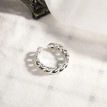 Silvology 925 Sterling Silver Grubus Grandinės Žiedų Derliaus Meno Paprasta Laukinių Tekstūros Atidaryti Japonija Korėja Žiedai Moterims, Elegantiška Juvelyrika