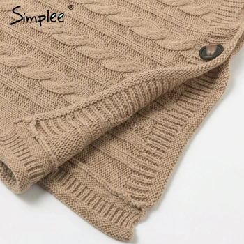 Simplee Turtlneck moterų megzti poncho apsiaustu megztinis Šikšnosparnių rankovėmis rudens žiemos moterų megztinis megztinis Pusės split pelerinos apsiaustu