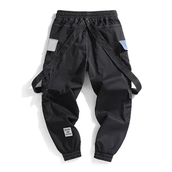 SingleRoad Mens Krovinių Kelnės Vyrams 2021 Juoda Plati Šoninių Kišenių Poilsiu Hip-Hop Harajuku Japonijos Streetwear Kelnės Kelnės Vyrams