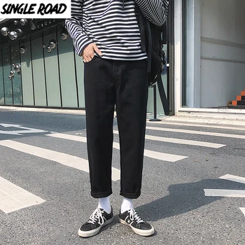 SingleRoad Vyrai Džinsai Vyrų 2020 Negabaritinių Pločio Kojų Korėjos Stiliaus Džinsinio Audinio Kelnės Mados Japonijos Streetwear Juoda Baggy Jeans Vyrams
