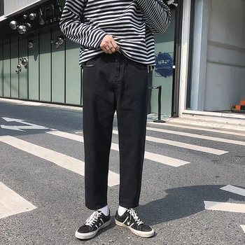 SingleRoad Vyrai Džinsai Vyrų 2020 Negabaritinių Pločio Kojų Korėjos Stiliaus Džinsinio Audinio Kelnės Mados Japonijos Streetwear Juoda Baggy Jeans Vyrams