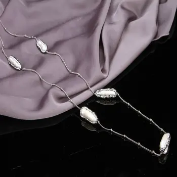 SINZRY 2018 elegantiškas pareiškimą Papuošalai Gamtos baroko šviežių pearl ilgi karoliai CZ kaklo megztinis madinga, bižuterijos