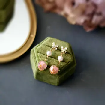 SINZRY korėjos stilingas papuošalų kūrybos rankų darbo natūralių perlų sweety rožinė, persiko kutas auskarai moterims