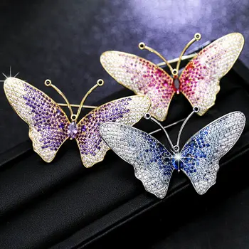 SINZRY prabangūs papuošalai aksesuaras sweety spalvinga kubinis cirkonis putojantis drugelis sagės moterų elegantiškas šalikas sagtis