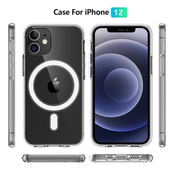 Skaidraus Akrilo Atgal Case for iPhone 12 Pro Max Mini darbai Magsafe Belaidžio Įkrovimo Lašas Apsauga, Krepšys Fundas Coque Dangtis