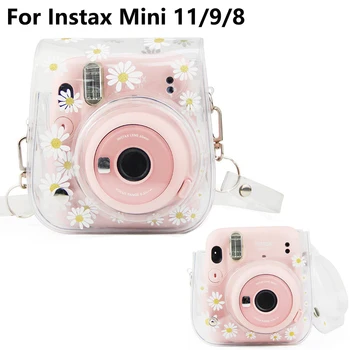 Skaidrus Daisy PVC Apsauginis Apvalkalas Atveju Krepšys Fujifilm Instax Mini 11/9/8 Kamera su Peties Dirželis