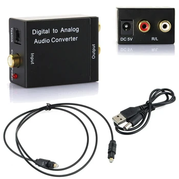 Skaitmeninio į Analoginį Stereo Garso Keitiklis Optinis Bendraašius Toslink skaitmeninis Adapteris RCA L/R Audio Adapteris Keitiklis