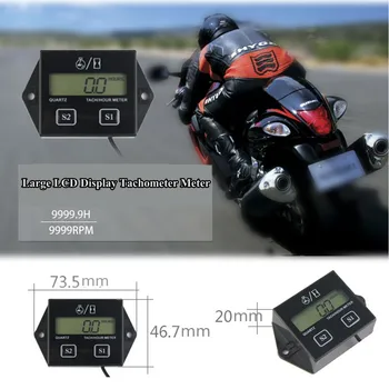 Skaitmeninis EngineTachometer Valandų Skaitiklis Tach Daviklis Indukcinis APS / min, LCD atsparus Vandeniui 2 4 Taktų Benzininis Sniego Motociklas Valtys
