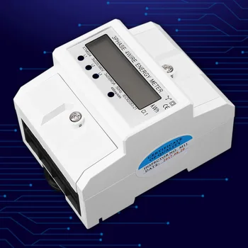 Skaitmeninis LCD 3 x 20(80A) Energiemeter Trijų Fazių, Keturių Viela pagal DIN-Rail KWh Elektroninis Energijos Skaitiklio Matavimo Įrankiai