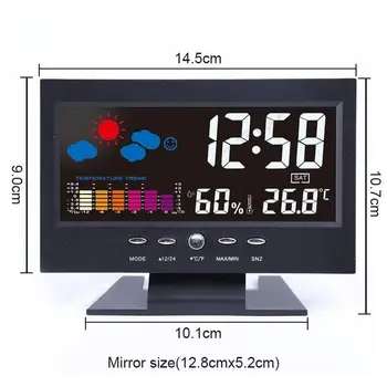 Skaitmeninis LED Backlight Aalarm Laikrodis Temperatūros Ir Drėgmės Monitoriaus Darbalaukio Oras Stotis Metrų Laikas, Data, Laikrodis, Valdymas Balsu