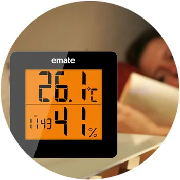 Skaitmeninis Termometras su Drėgmėmačiu Elektroninis LCD Temperatūros Drėgmės Matuoklis Oro Stoties Patalpų Lauko Laikrodis