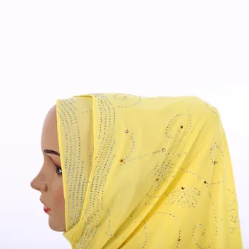 Skatinimo Parduoti! Premium Šifono Moterų Hijab Šalikas Su Subtilus Deimantų Modelio Moterų turbaną Musulmonų Šalis, Vestuvių Skarelė