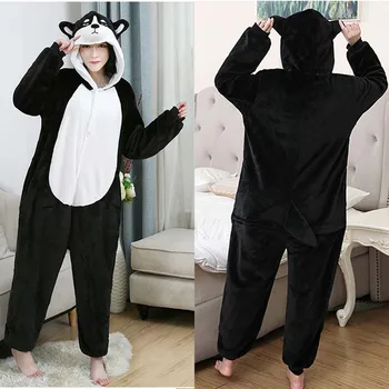 Skeletas Onesies Suaugusiųjų Panda Uni-kukurūzų Animacinių filmų Onesie Moterų Flanelė Pižama, Gyvūnų Cosplay Vienas Gabalas Sleepwear Vaikų Jumpsuits