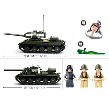 SLUBAN Karinės WW2 T34 85 vidutinį Tanką Modelio Blokai Nustatyti 2 Pasaulinio Karo Armijos Kareivis Duomenys Ginklas Plytų Klasikinis Žaislai Berniukas