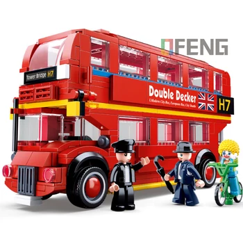 Sluban Miesto transporto priemonė suderinama Greitis Čempionų Lenktynių Automobilių Londono autobusų nustato modelį, Statyba Blokai, Plytos Vaikams Žaislų rinkinys